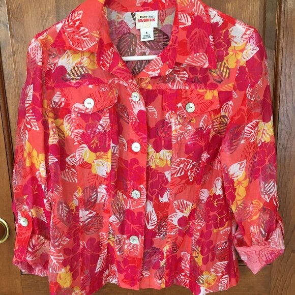 Ruby Rd. Favorites Ladies' Tropical Floral Top Sz. 8 - Picture 1 of 7